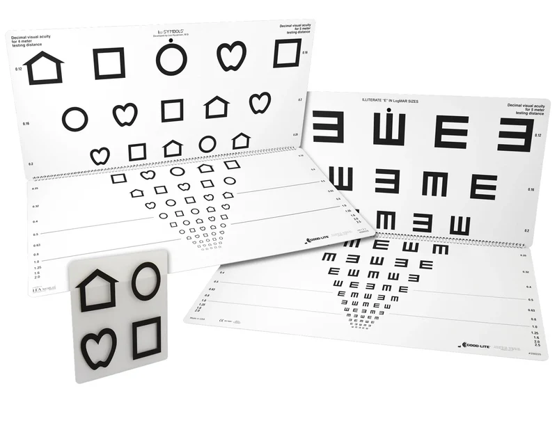 Good-Lite visuskaart LEA symbolen en Tumbling E (voor kinderen) vouwbaar