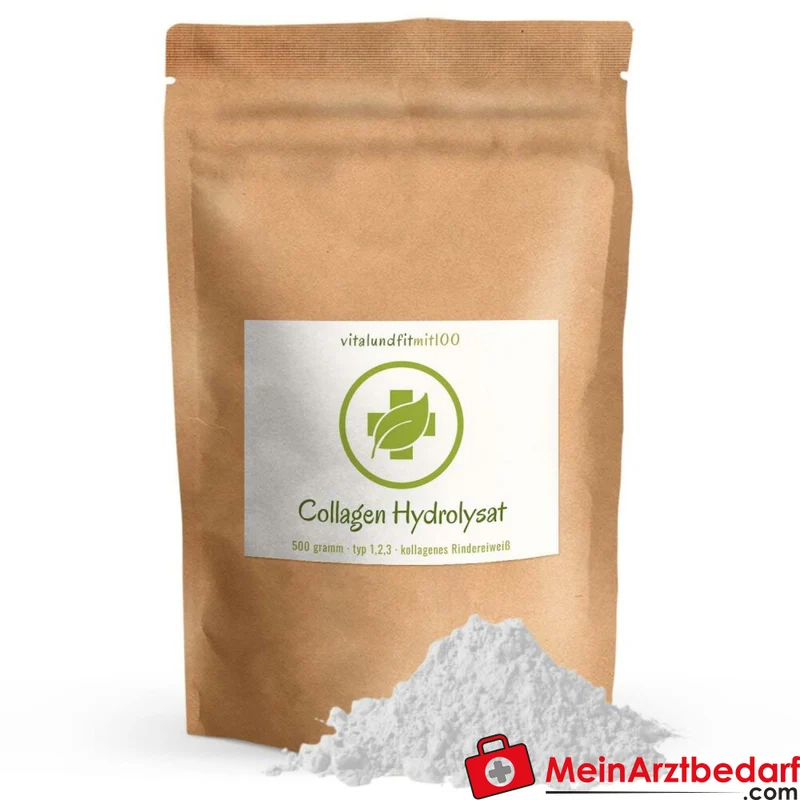 Hydrolysiertes Collagen Pulver 500 g, Typ I/II/III, aus grasgefütterten Rindern
