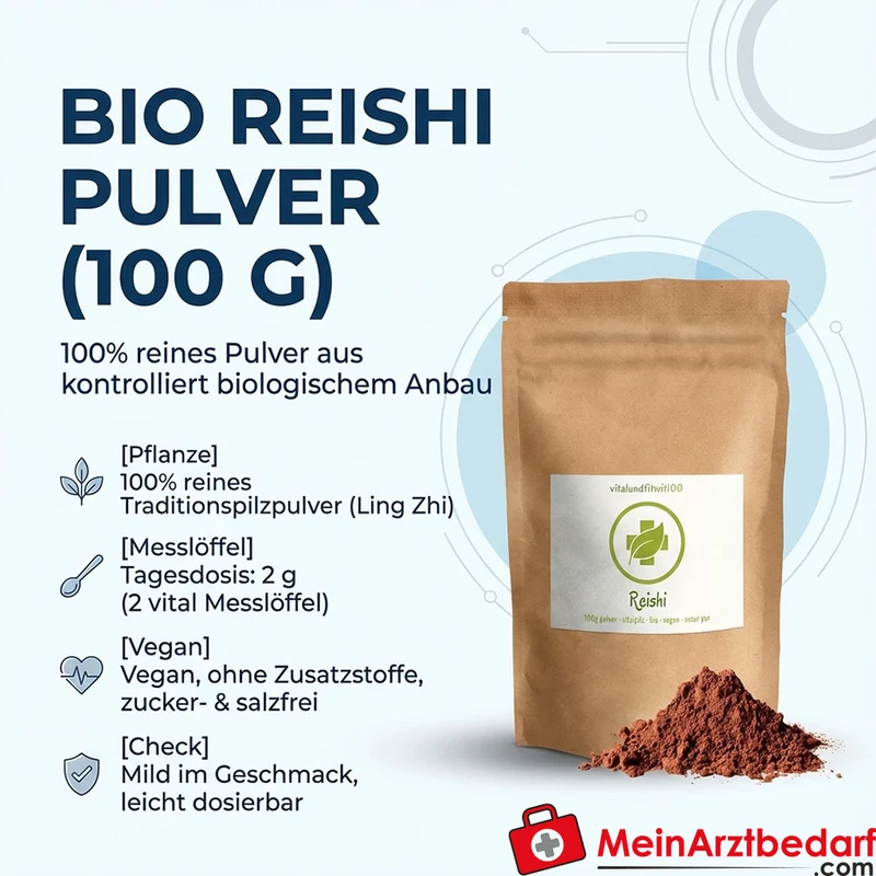 Reishi Pulver 100 g, 100% Reishi aus kontrolliert logischem Anbau