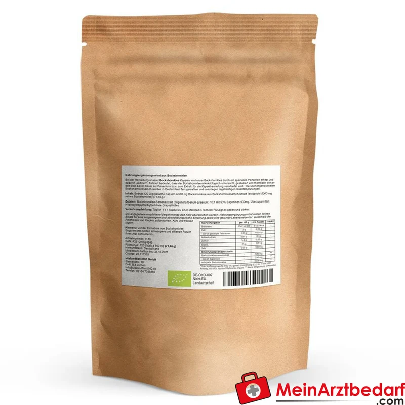 Bockshornklee Extrakt 500 mg Kapseln 120 Stück vegan 50% Saponine