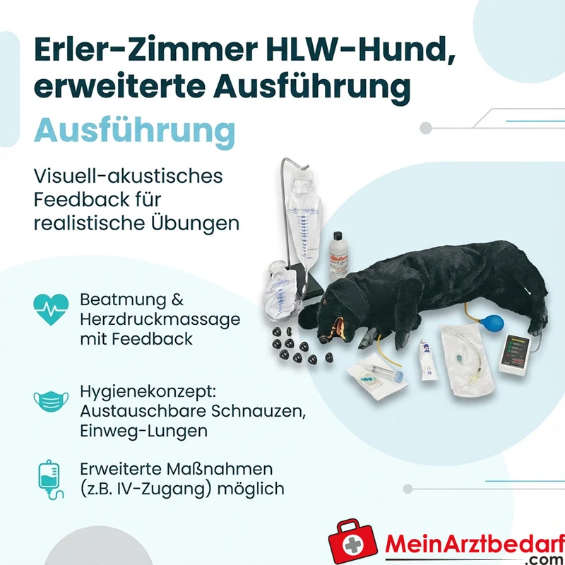 Erler-Zimmer HLW-Hund erweiterte Ausführung mit visuell-akustischem Feedback und austauschbaren Schnauzenstücken