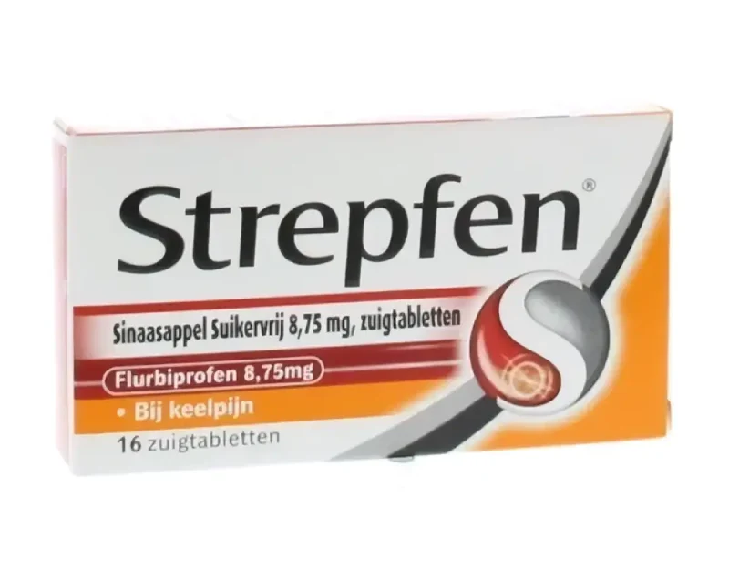 Strepfen - sinaasappel - suikervrij - 16 zuigtabletten