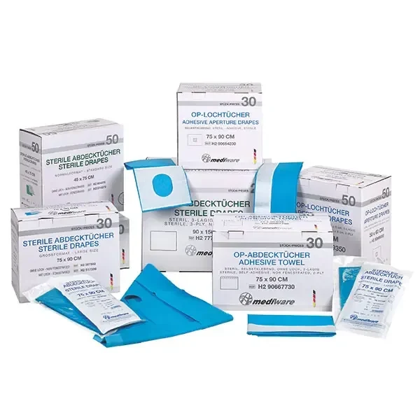 Mediware afdekdoek 50 x 60cm 50 stuks zelfklevend + gat: 6 x 8cm