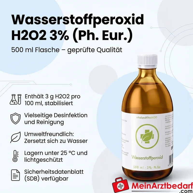 Wasserstoffperoxid H2O2 3% (Ph. Eur.) Lösung stabilisiert mit Phosphorsäure, 500 ml