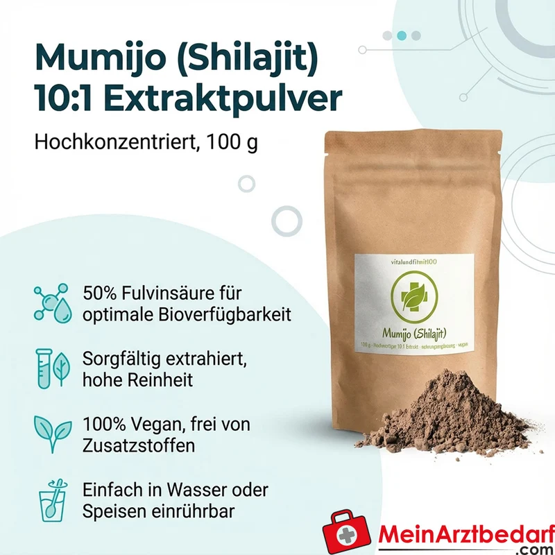 Mumijo (Shilajit) 10:1 Extraktpulver, 50% Fulvinsäure, 100 g