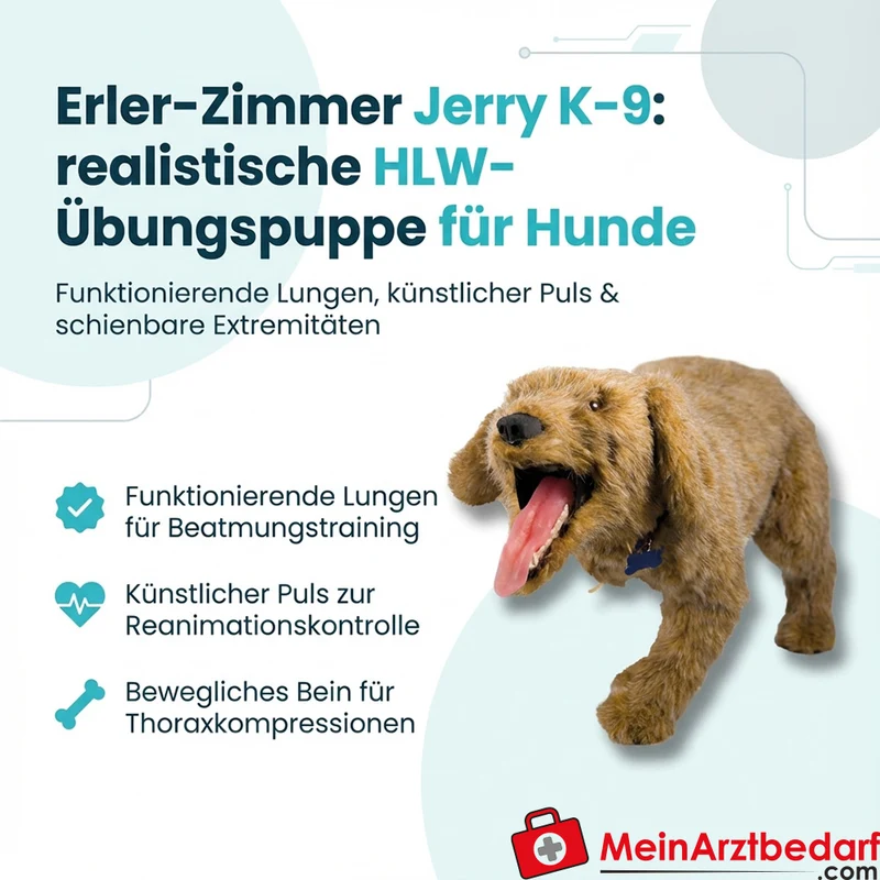 Erler-Zimmer Jerry K-9 HLW-Übungspuppe Hund mit funktionierenden Lungen