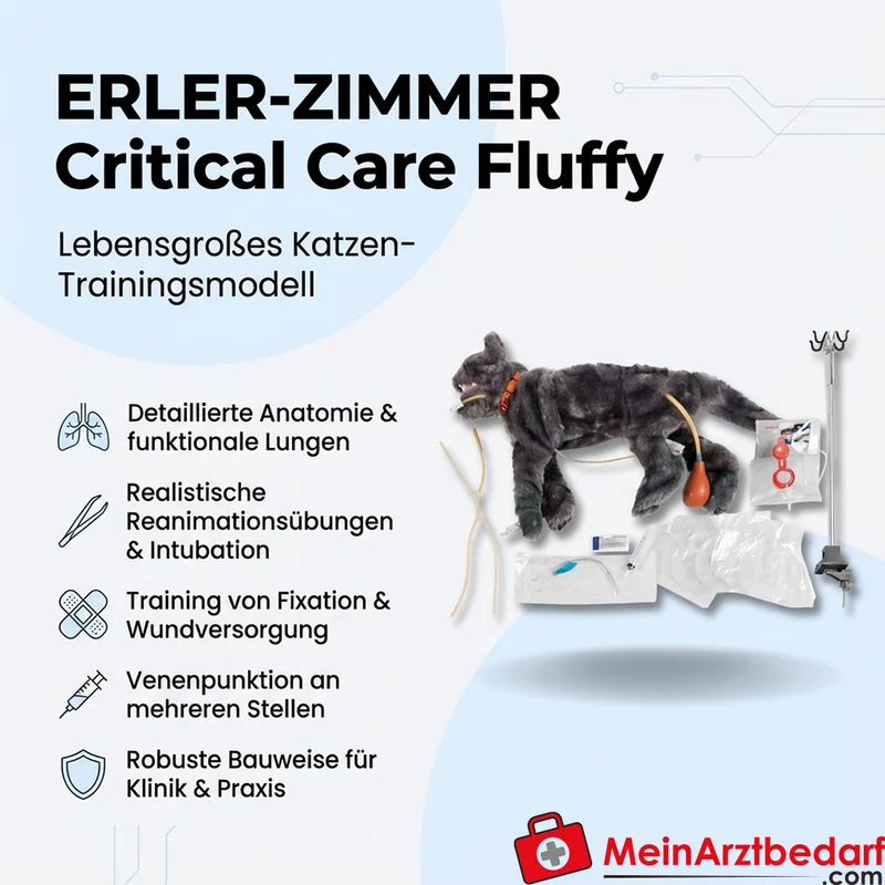 Erler-Zimmer Critical Care Fluffy lebensgroßes Katzen-Trainingsmodell, funktionale Lungen, Venenpunktion