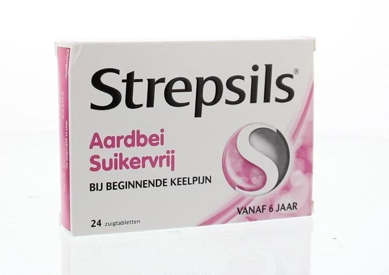Strepsils - aardbei - suikervrij - 24 zuigtabletten