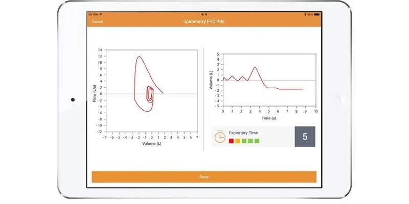 Spirobank II Smart Spirometer Bluetooth connectie met iPad