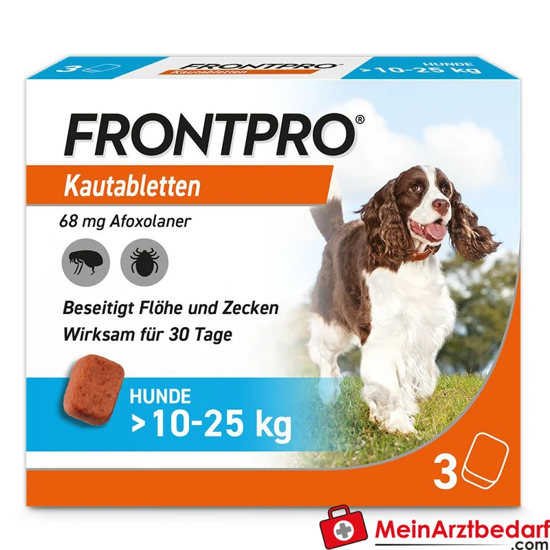 Frontpro Kautabletten Afoxolaner 68 mg für Hunde 10–25 kg 3 Stück