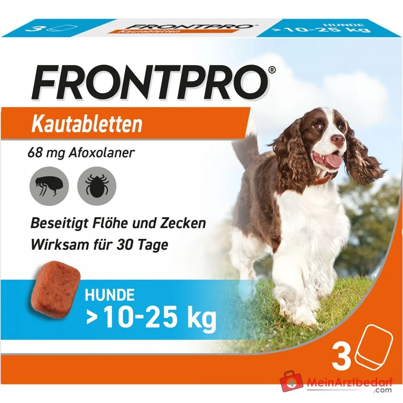 Frontpro Kautabletten Afoxolaner 68 mg für Hunde 10–25 kg 3 Stück