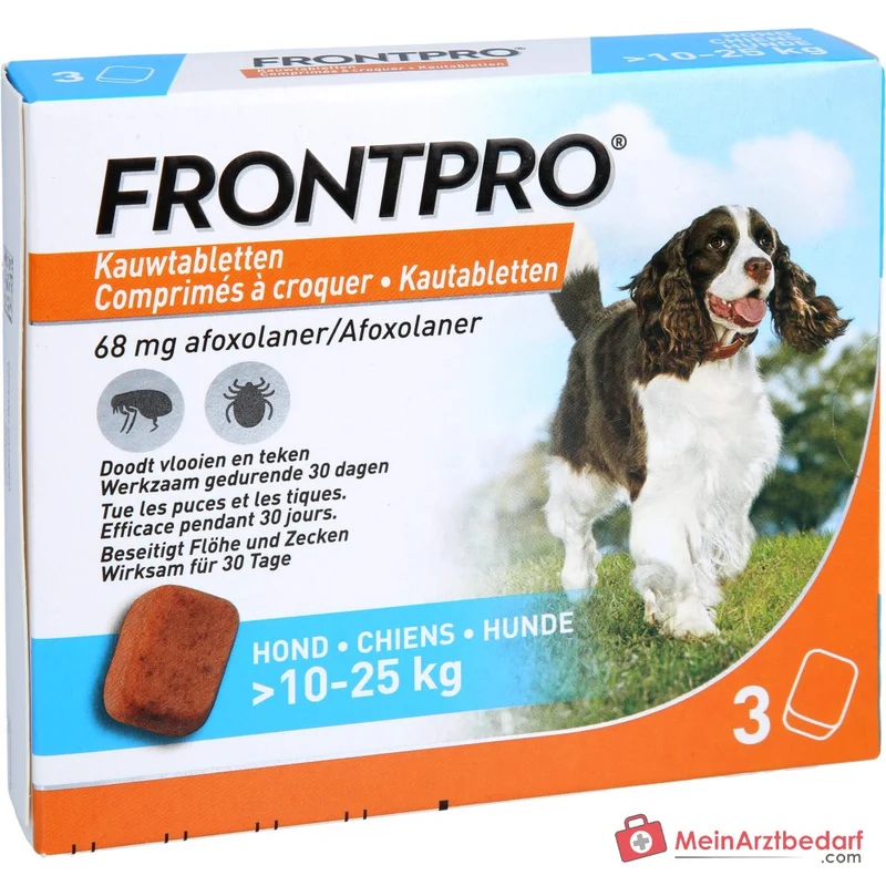 Frontpro Kautabletten Afoxolaner 68 mg für Hunde 10–25 kg 3 Stück