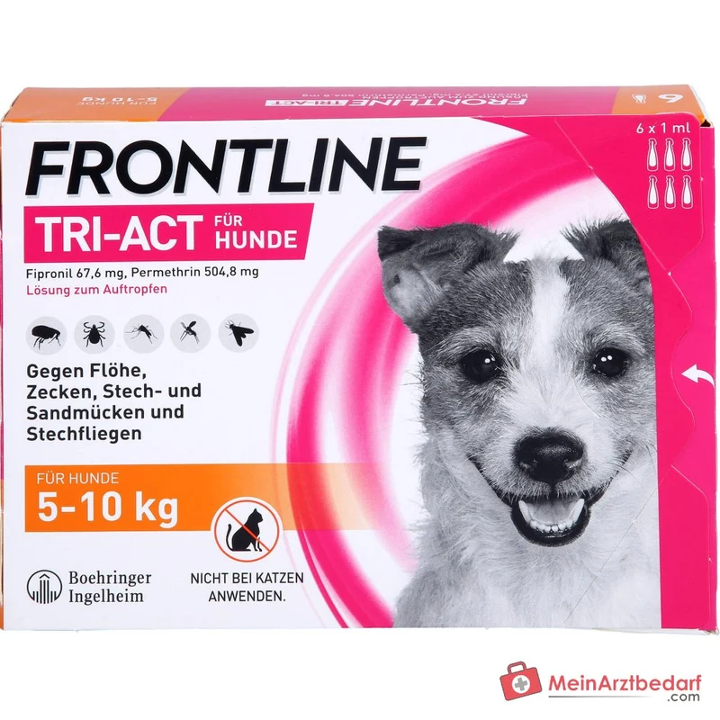Frontline Tri-Act Hund 5–10 kg Fipronil und Permethrin Spot-On 6 Stück