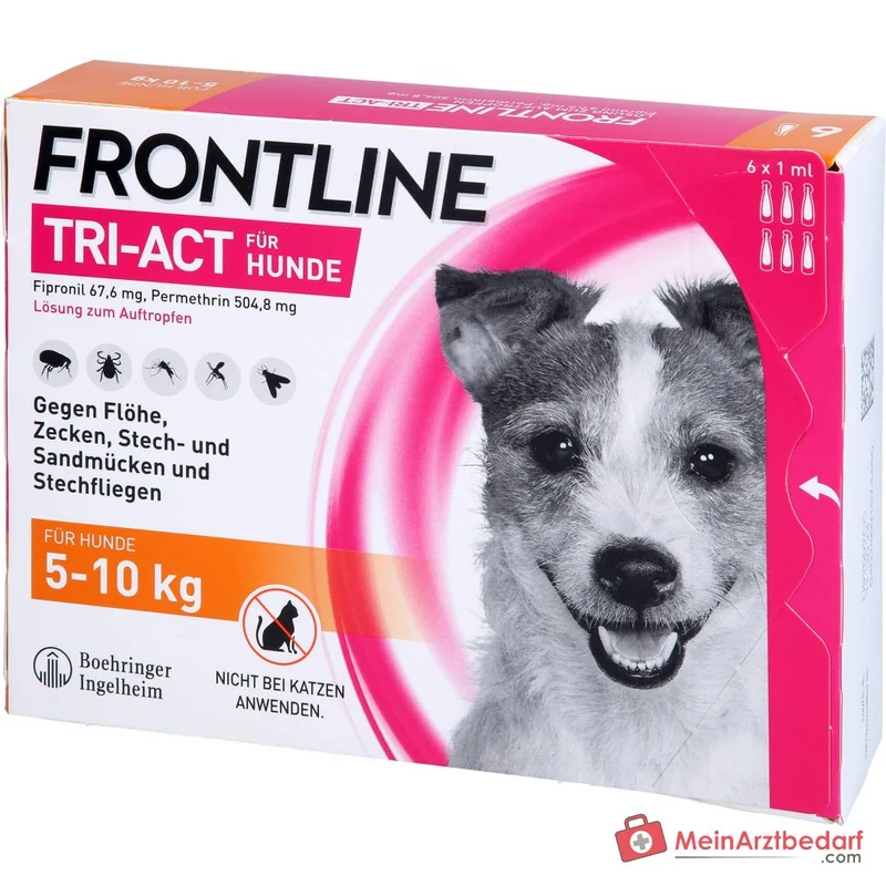 Frontline Tri-Act Hund 5–10 kg Fipronil und Permethrin Spot-On 6 Stück