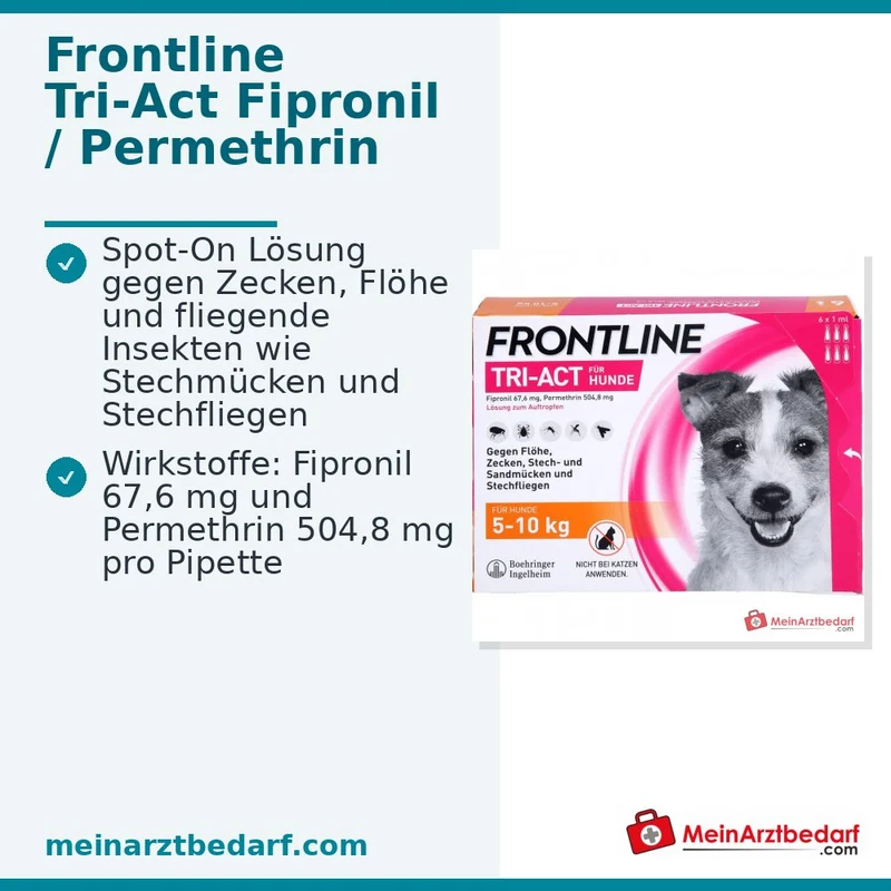 Frontline Tri-Act Hund 5–10 kg Fipronil und Permethrin Spot-On 6 Stück