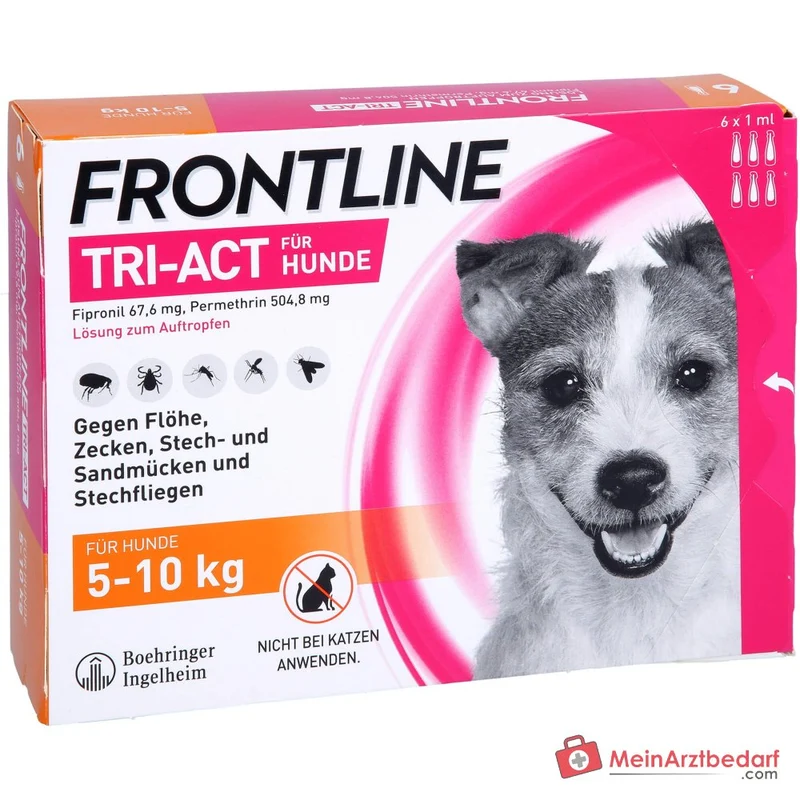Frontline Tri-Act Hund 5–10 kg Fipronil und Permethrin Spot-On 6 Stück