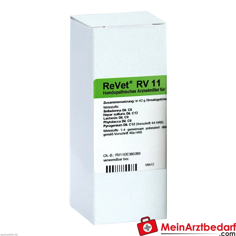 ReVet RV 11 vet homöopathische Globuli Belladonna C6/Hepar sulfuris C12/Lachesis C9/Phytolacca C6/Pyrogenium C12 42 g