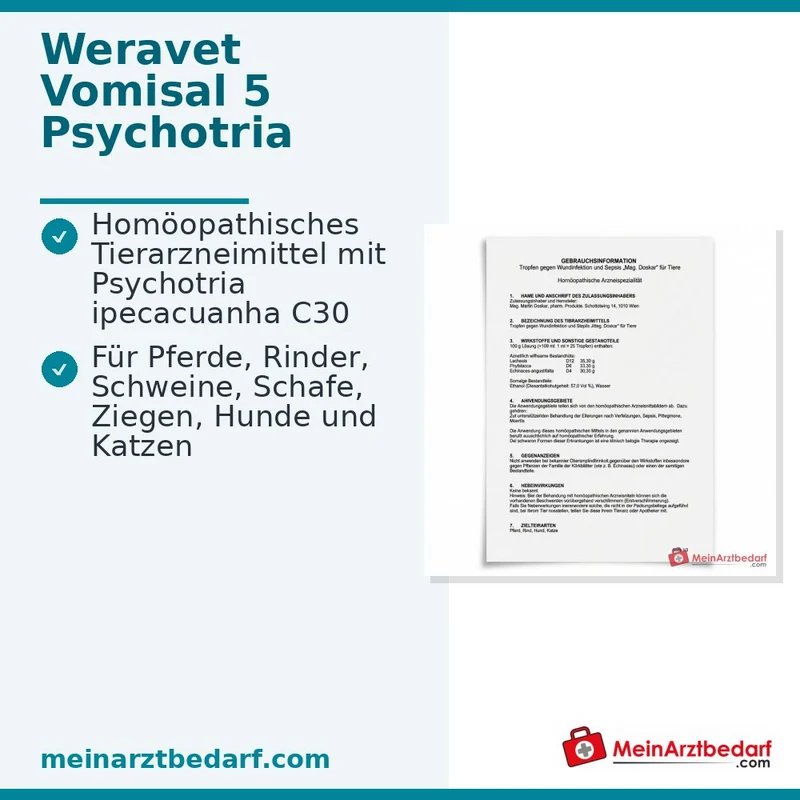 Vomisal 5 vet Psychotria ipecacuanha Dil. C30 Injektions-Ampullen 40 x 2 ml