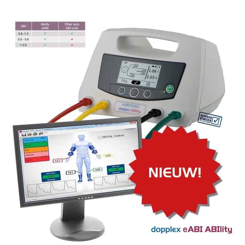Huntleigh Ability automatische enkel-arm index meter compleet met 4 manchetten Ability met printer
