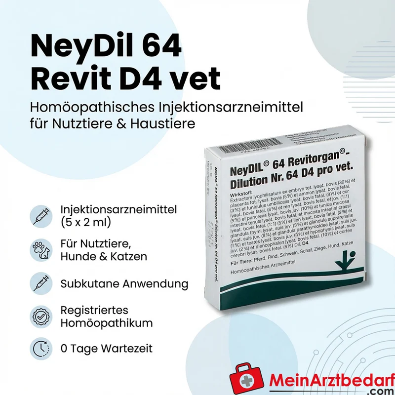 Neydil 64 Revit D4 vet Injektionsampullen 5 x 2 ml