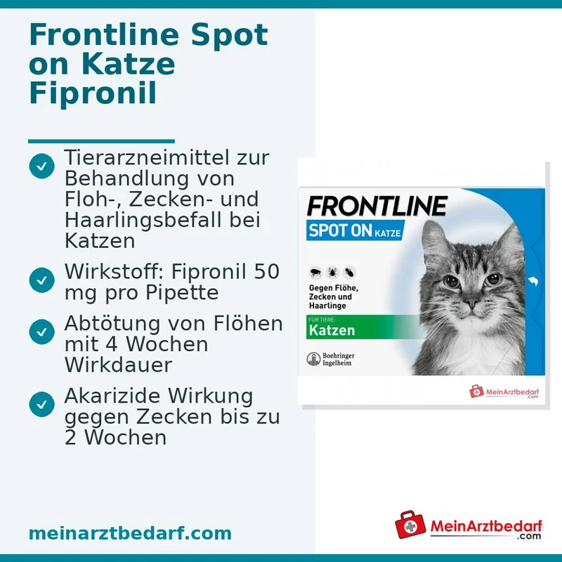 FRONTLINE Spot On für Katzen Fipronil Lösung zum Auftropfen 6 Pipetten