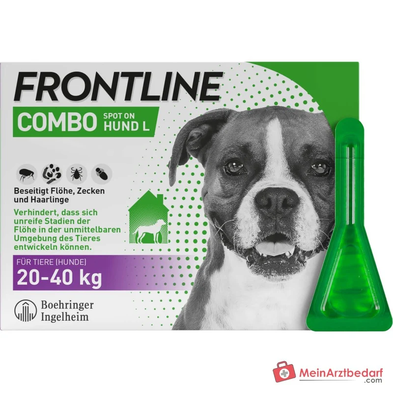 Frontline Combo Fipronil + (S)-Methopren Spot-on Hund L (20–40 kg) 3 Pipetten