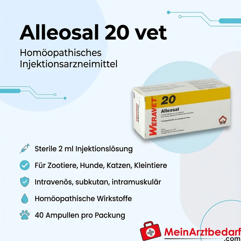 Alleosal 20 vet Injektions-Ampullen Apis C6 / Arsenum jodatum C12 / Urtica urens C6 40 x 2 ml