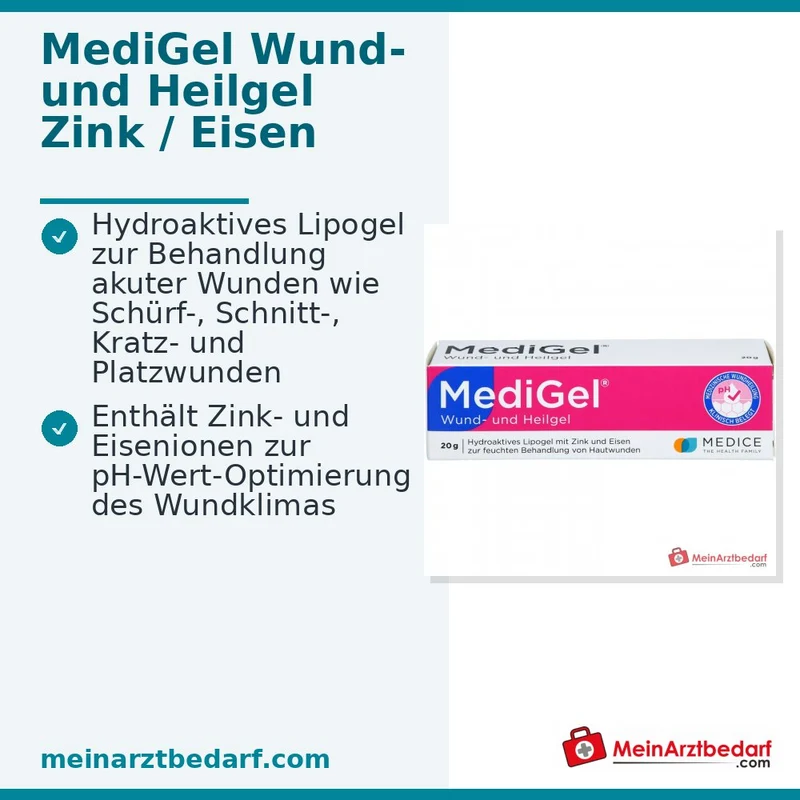 MediGel hydroaktives Lipogel mit Zink und Eisenionen zur Wundheilung (Schürf-, Schnitt- und Kratzwunden)