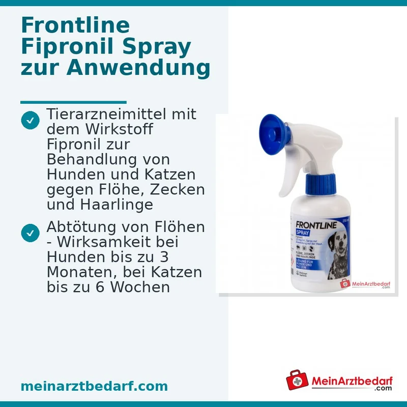 Frontline Fipronil Spray zur Anwendung auf der Haut für Hunde und Katzen, 250 ml
