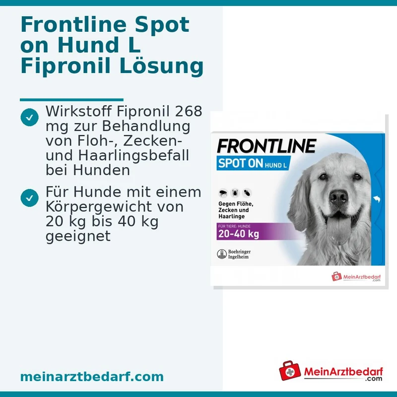 Frontline Spot On Hund 20–40 kg Fipronil Pipetten 3 Stück