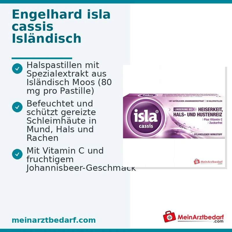Isla Cassis Halspastillen 80 mg Isländisches Moos-Extrakt Packung