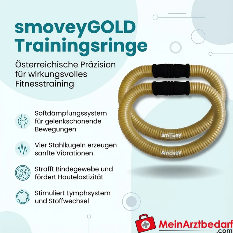 smoveyGOLD Edition Classic Trainingsringe Paar, 4 Stahlkugeln, Moosgummigriff, je 0,5 kg