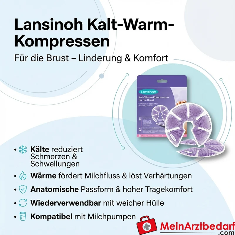 Lansinoh Kalt-Warm-Gelkompressen Brust 2 Stück mit 2 Soft-Hüllen