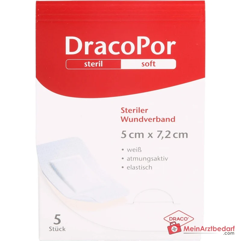 DracoPor Wundverband Soft einseitig klebend steril 7,2 x 5 cm