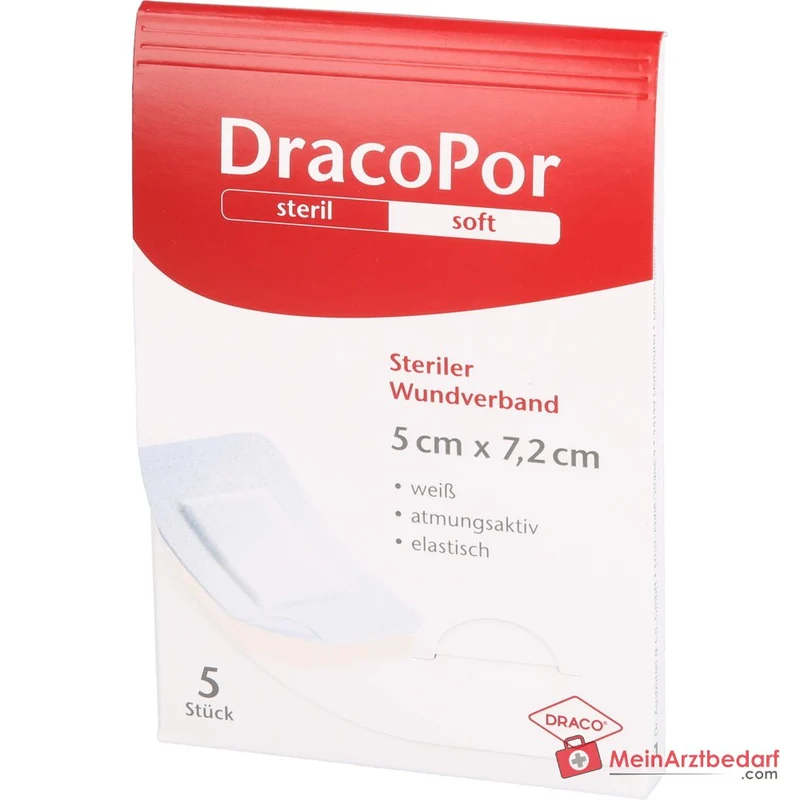 DracoPor Wundverband Soft einseitig klebend steril 7,2 x 5 cm