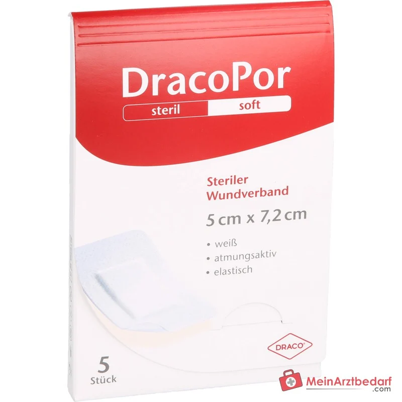 DracoPor Wundverband Soft einseitig klebend steril 7,2 x 5 cm