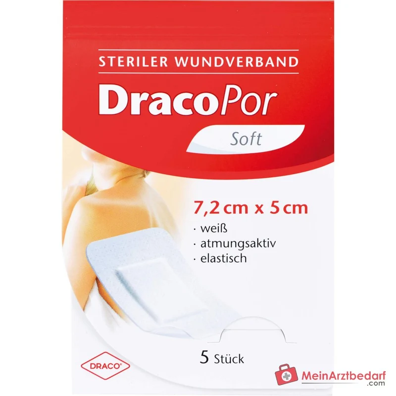 DracoPor Wundverband Soft einseitig klebend steril 7,2 x 5 cm