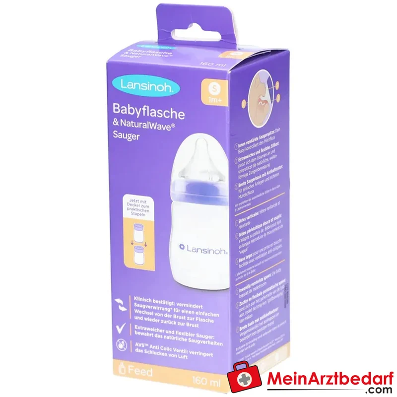 Lansinoh NaturalWave Babyflasche 160 ml mit Sauger S BPA-frei