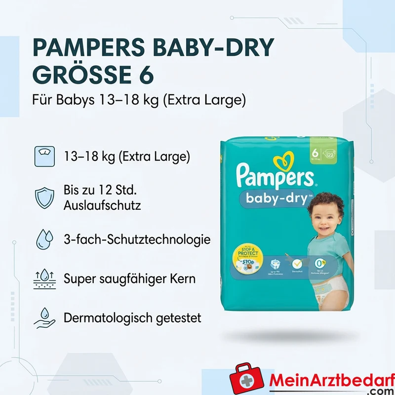 Pampers baby-dry Windeln Größe 6 (13–18 kg) 22 Stück