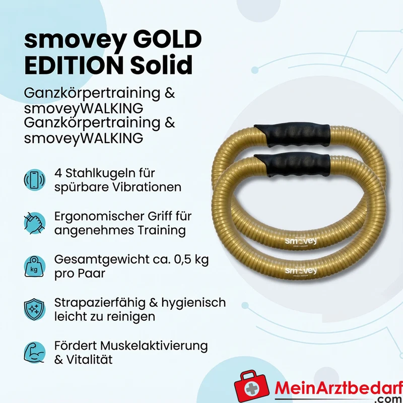 smovey GOLD EDITION Solid Trainingsringe Paar für smoveyWALKING, 4 Stahlkugeln, ca. 0,5 kg Gesamtgewicht