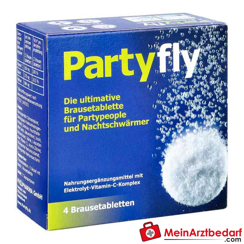 Partyfly Brausetabletten Vitamin C 80 mg Kalium 185 mg Natrium 492 mg 4 Stück Zitrone