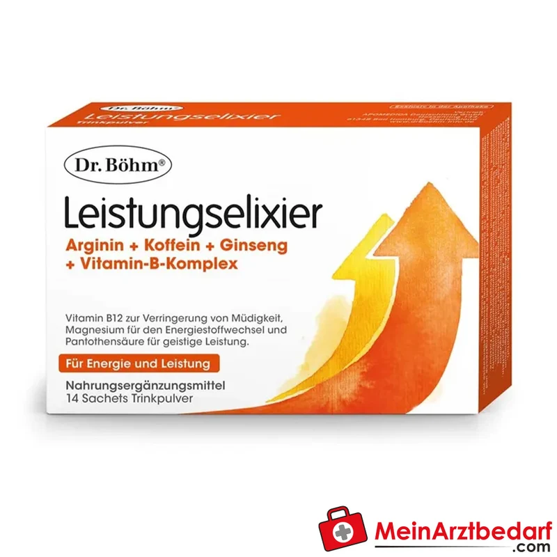 Dr. Böhm Leistungselixier mit Arginin, Taurin, Ginseng und Koffein Sachets 10 Stück