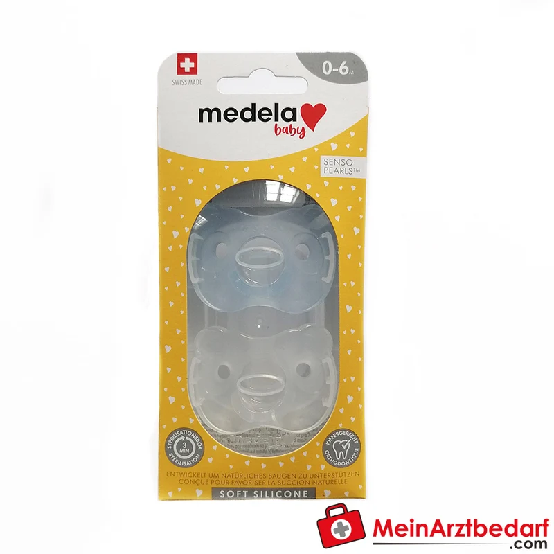 MEDELA Baby Schnuller weiches Silikon 0–6 Monate Duo 2 Stück mit Etui Blau
