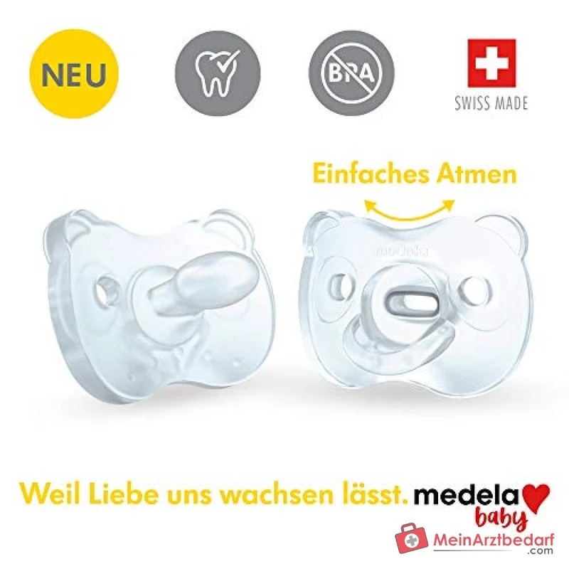 MEDELA Baby Schnuller weiches Silikon 0–6 Monate Duo 2 Stück mit Etui Blau
