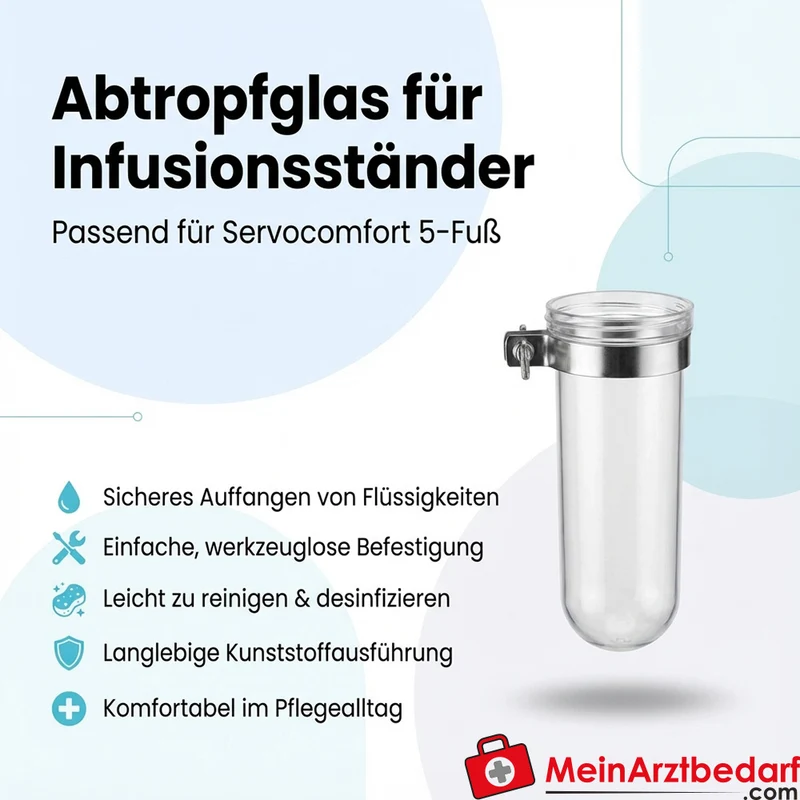 Abtropfglas passend für Servocomfort Infusionsständer (5‑Fuß) einzeln