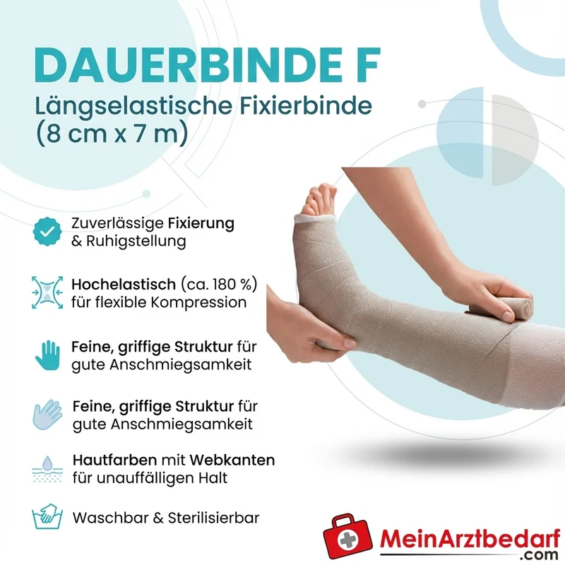 Dauerbinde F längselastisch 8 cm x 7 m, hautfarben