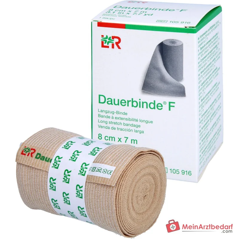 Dauerbinde F längselastisch 8 cm x 7 m, hautfarben
