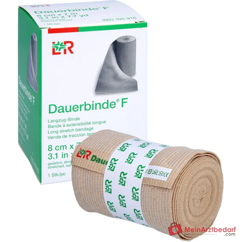 Dauerbinde F längselastisch 8 cm x 7 m, hautfarben