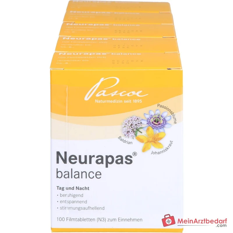 Neurapas balance Tabletten mit Baldrian, Johanniskraut und Passionsblume Packung, 5x100 Stk.