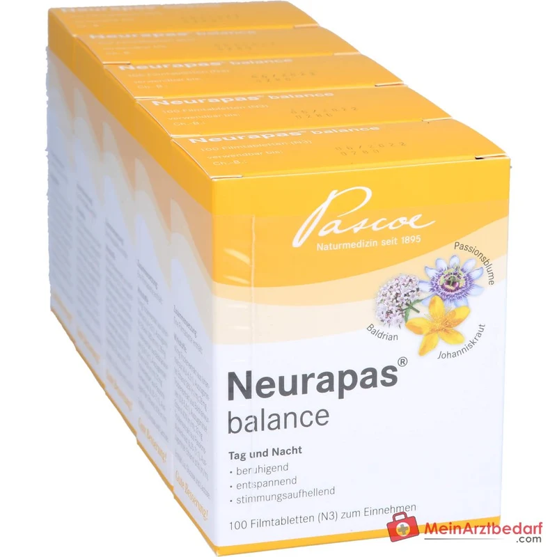 Neurapas balance Tabletten mit Baldrian, Johanniskraut und Passionsblume Packung, 5x100 Stk.